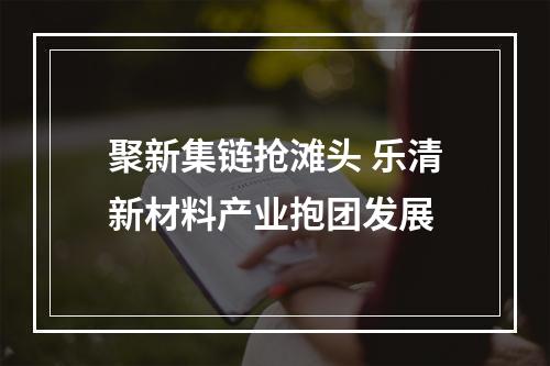 聚新集链抢滩头 乐清新材料产业抱团发展