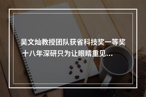 吴文灿教授团队获省科技奖一等奖 十八年深研只为让眼睛重见光明