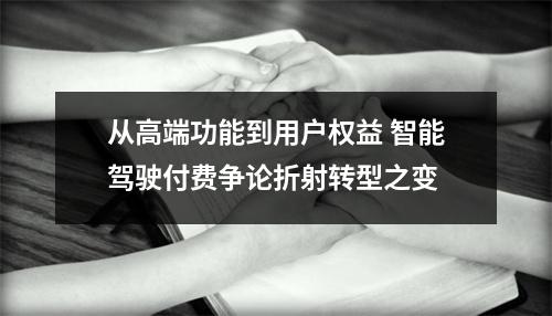 从高端功能到用户权益 智能驾驶付费争论折射转型之变