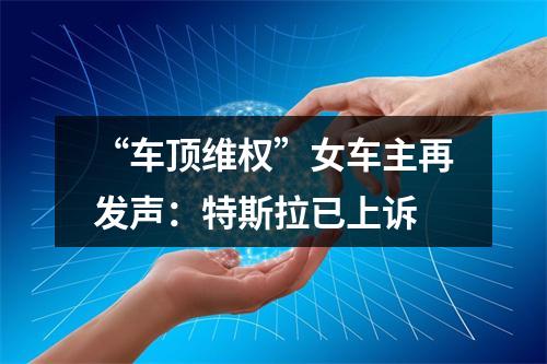 “车顶维权”女车主再发声：特斯拉已上诉