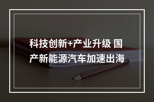 科技创新+产业升级 国产新能源汽车加速出海
