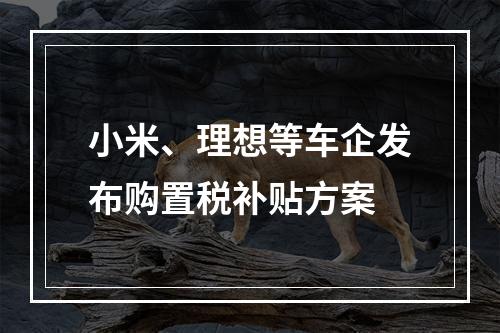 小米、理想等车企发布购置税补贴方案
