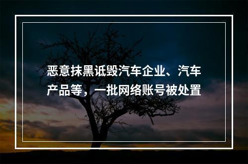 恶意抹黑诋毁汽车企业、汽车产品等，一批网络账号被处置