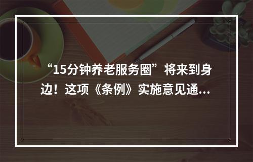“15分钟养老服务圈”将来到身边！这项《条例》实施意见通过