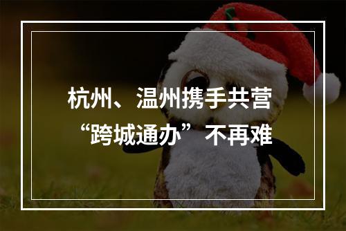 杭州、温州携手共营 “跨城通办”不再难