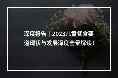 深度报告｜2023儿童餐食赛道现状与发展深度全景解读！