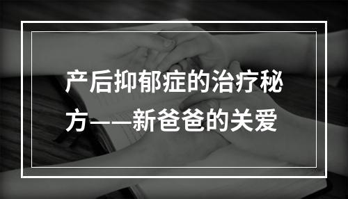 产后抑郁症的治疗秘方——新爸爸的关爱