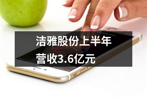 洁雅股份上半年营收3.6亿元