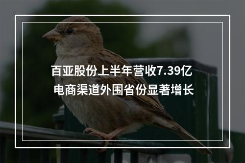 百亚股份上半年营收7.39亿 电商渠道外围省份显著增长