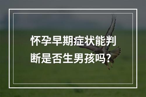 怀孕早期症状能判断是否生男孩吗?