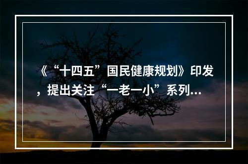 《“十四五”国民健康规划》印发，提出关注“一老一小”系列“小目标”。