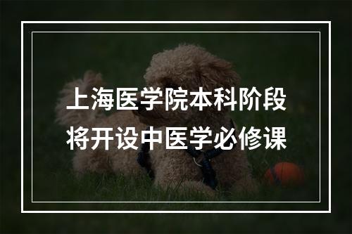 上海医学院本科阶段将开设中医学必修课
