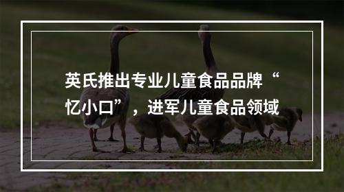 英氏推出专业儿童食品品牌“忆小口”，进军儿童食品领域