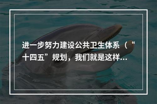 进一步努力建设公共卫生体系（“十四五”规划，我们就是这样开始的）