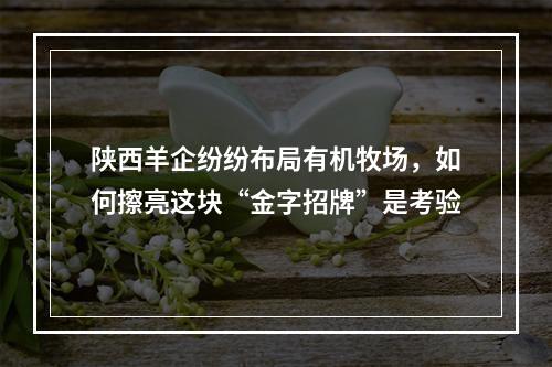 陕西羊企纷纷布局有机牧场，如何擦亮这块“金字招牌”是考验