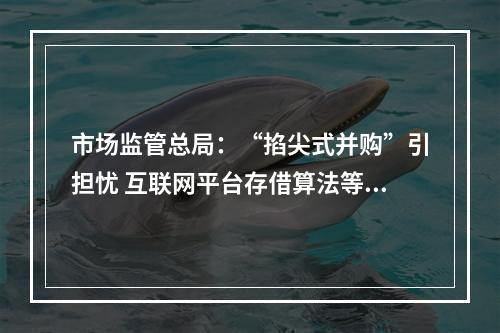 市场监管总局：“掐尖式并购”引担忧 互联网平台存借算法等实施垄断的风险