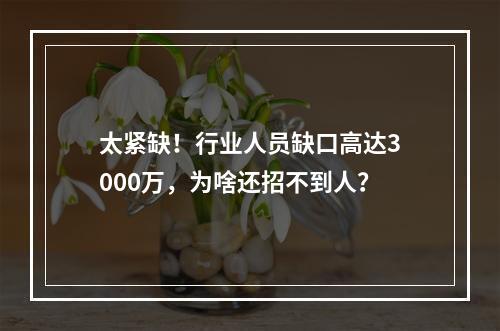 太紧缺！行业人员缺口高达3000万，为啥还招不到人？