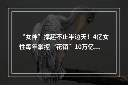 “女神”撑起不止半边天！4亿女性每年掌控“花销”10万亿，85后关注母婴、95后热衷悦己！