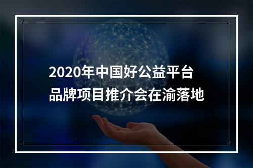 2020年中国好公益平台品牌项目推介会在渝落地