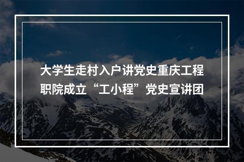 大学生走村入户讲党史重庆工程职院成立“工小程”党史宣讲团