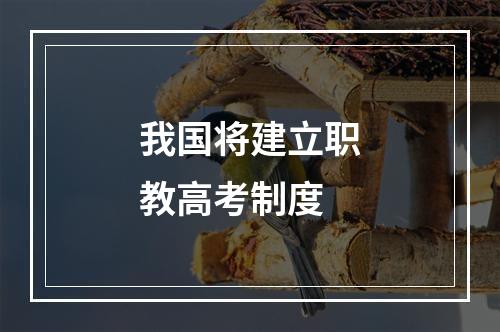 我国将建立职教高考制度