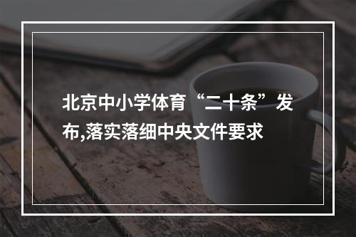 北京中小学体育“二十条”发布,落实落细中央文件要求
