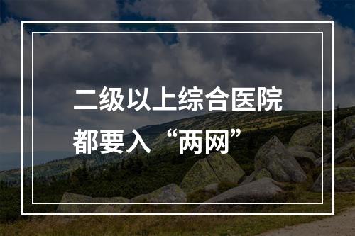 二级以上综合医院都要入“两网”