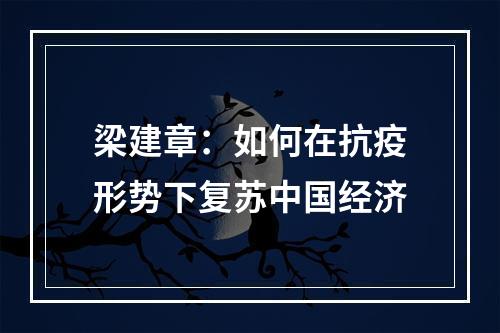 梁建章：如何在抗疫形势下复苏中国经济