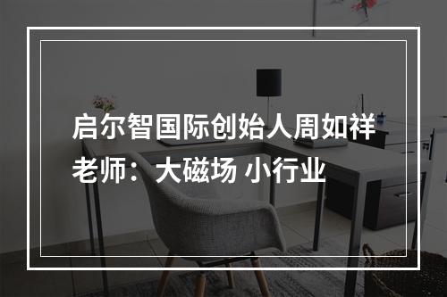 启尔智国际创始人周如祥老师：大磁场 小行业