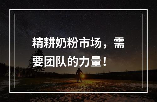 精耕奶粉市场，需要团队的力量！