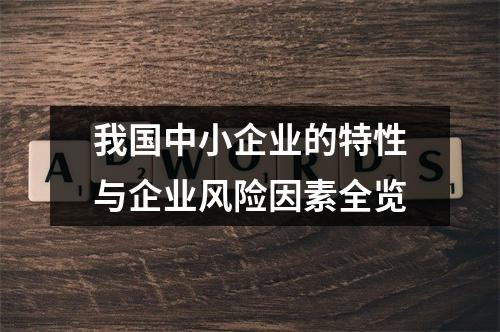 我国中小企业的特性与企业风险因素全览