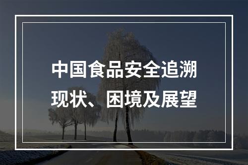 中国食品安全追溯现状、困境及展望