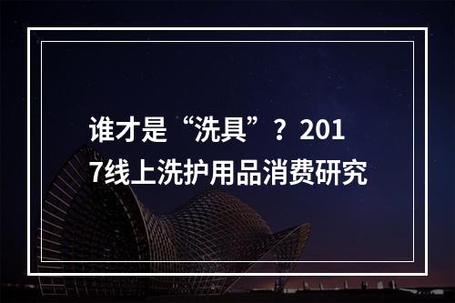 谁才是“洗具”？2017线上洗护用品消费研究