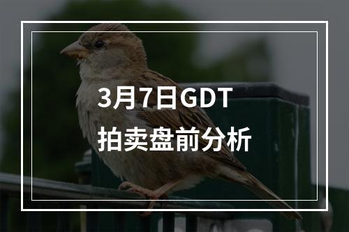 3月7日GDT拍卖盘前分析