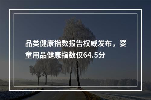 品类健康指数报告权威发布，婴童用品健康指数仅64.5分