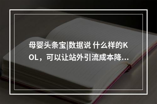 母婴头条宝|数据说 什么样的KOL，可以让站外引流成本降到一毛钱!