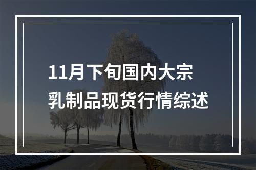 11月下旬国内大宗乳制品现货行情综述