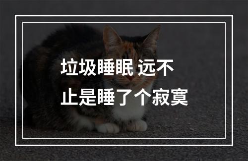 垃圾睡眠 远不止是睡了个寂寞