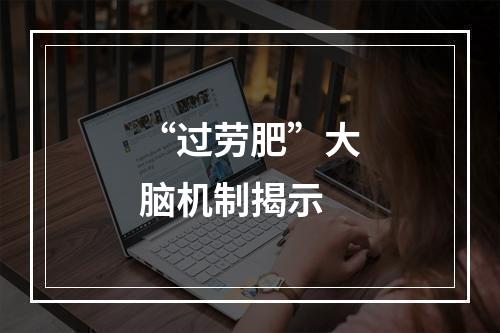 “过劳肥”大脑机制揭示