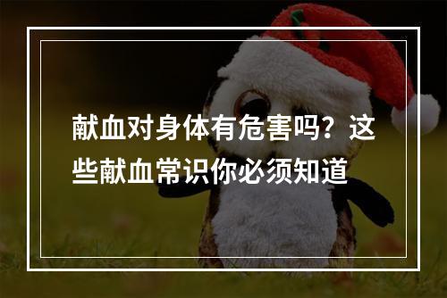 献血对身体有危害吗？这些献血常识你必须知道