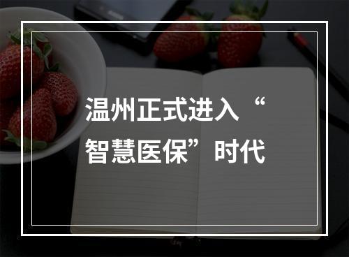 温州正式进入“智慧医保”时代
