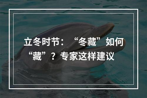 立冬时节：“冬藏”如何“藏”？专家这样建议